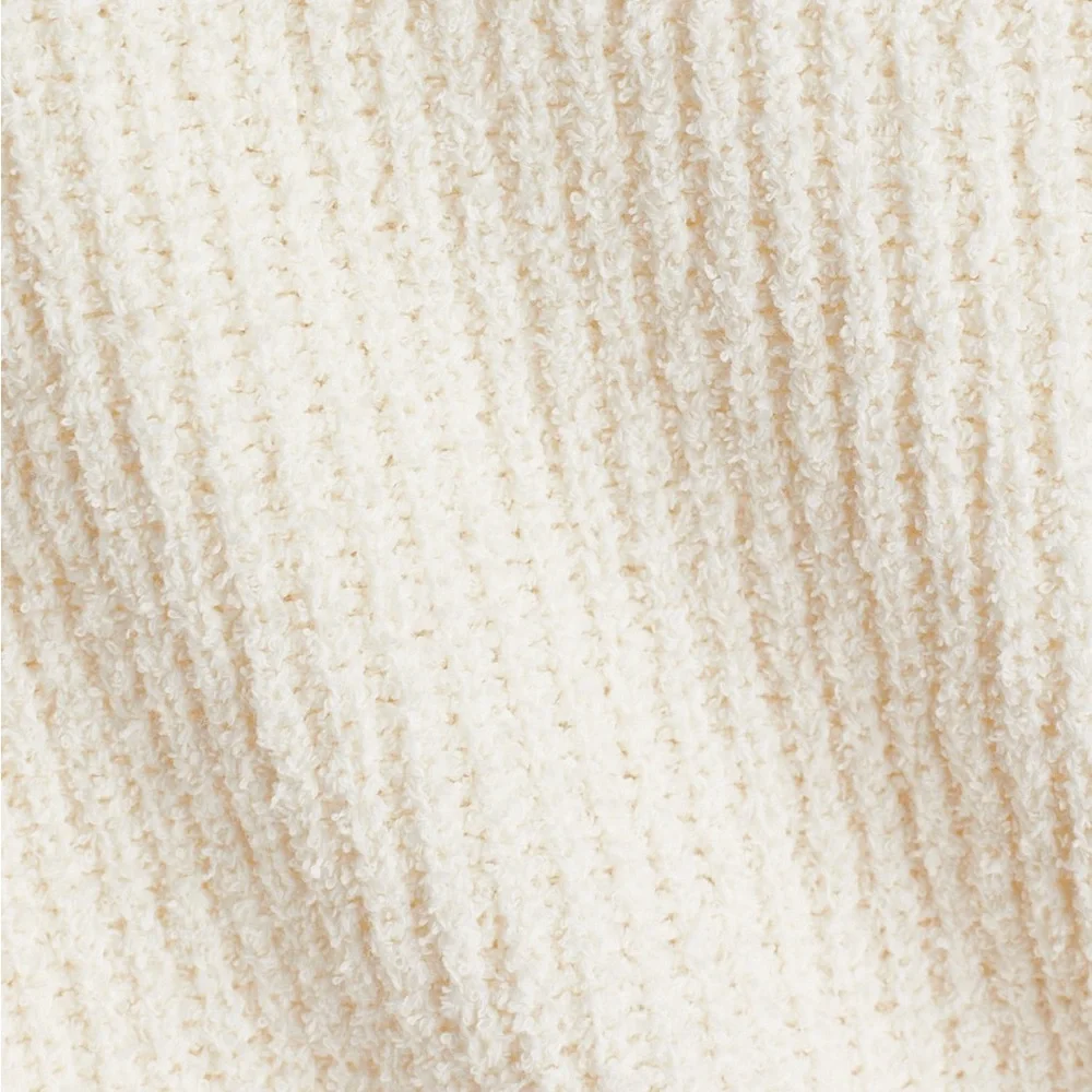 H&M Women’s Fine Knit Cream Textured Short Sleeve Top XL - Picture 7 of 7